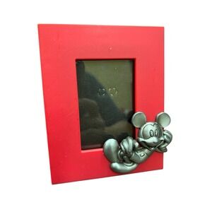 Connoisseur Disney Mickey Mouse Photo Frame‎ Red Silver 3D Mickey 2.25 X 3.25"